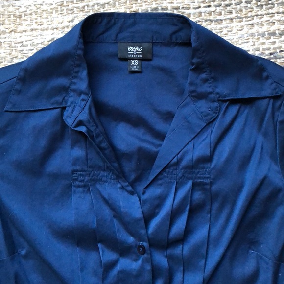 Mossimo sateen fitted button down shirt navy - Picture 3 of 3